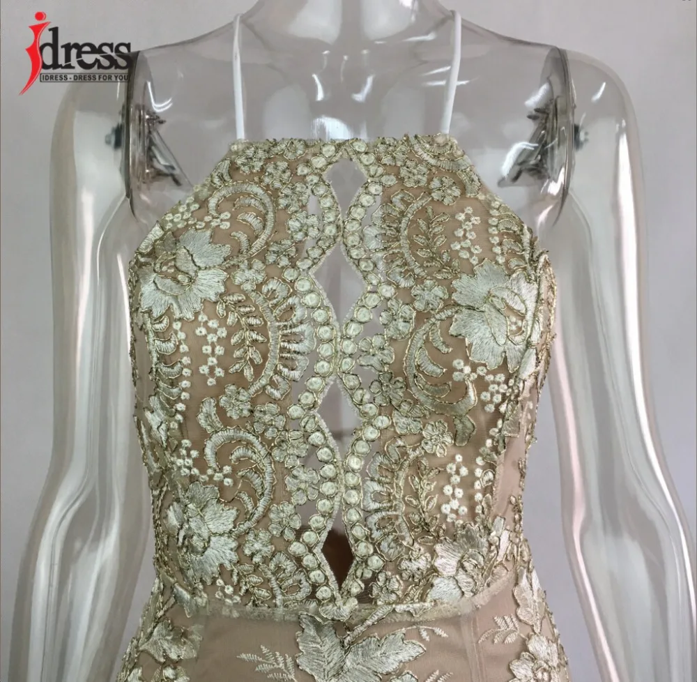 IDress Новое поступление шикарная вышивка знаменитостей Bodycon сарафан на ремне соблазнительный комбинезон на бретелях, без рукавов Полые Кружева клуб платье HL Вечерние