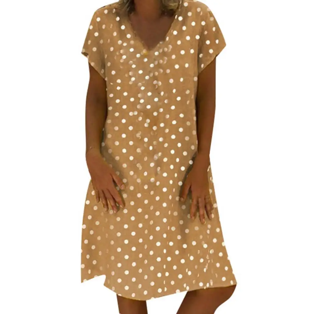 Женское платье с v образным вырезом и принтом в горошек стиле ретро летняя Модная