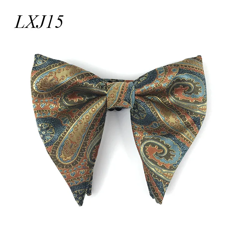 Bowtie LXJ15 Уникальный полиэстеровый Свадебный галстук-бабочка для жениха с узором пейсли, двухслойный большой галстук-бабочка для мужчин, вечерние - Цвет: Bowtie LXJ15