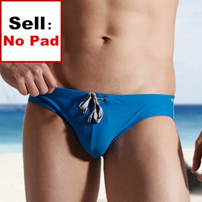 Push Up плавательные мужские трусы эротичное мужское белье Sexy Gay Mens плавание одежда ягодицы Desmiit бренд печати ming трусы бикини Человек пляжная одежда - Цвет: No Pad Blue