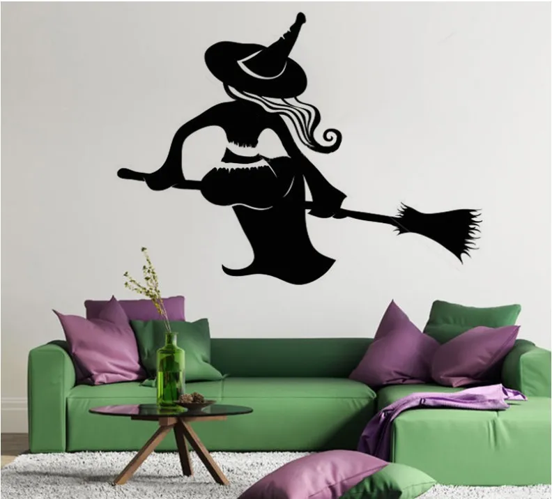 Съемный стикер колдуньи для украшения дома черный стен постер вечерние