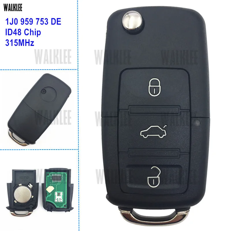 Удаленный ключ WALKLEE 1J0959753DE / HLO 1J0 959 753 DE чип ID48 315 МГц для VW/VOLKSWAGEN SEAT Skoda | Автомобили и