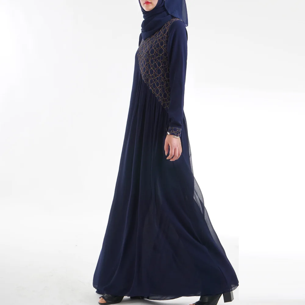 Женское мусульманское длинное платье для девочки кружево abaya Дубай Турецкая индейка Bangladesh Синий Черный Серый халат кимоно Jubah Кафтан Исламская одежда