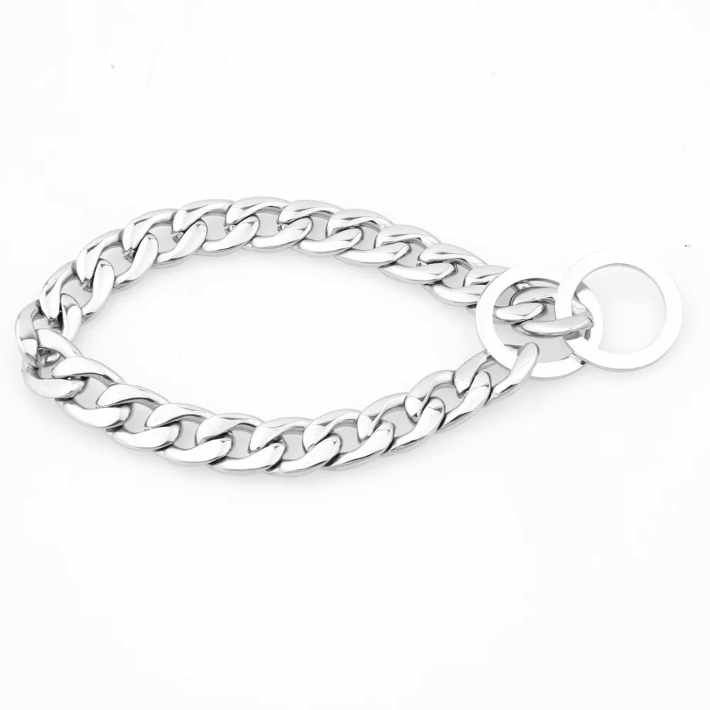 Серебряная 1:1 цепочка с кубинскими звеньями для ошейника собак 15 мм ожерелье из