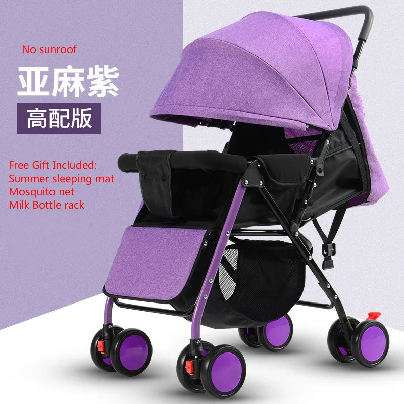 purple Детская тележка может быть легко использована в наклонной зонтичная тележка, портативная складная детская тележка, четырехколесная детская коляска - Цвет: purple