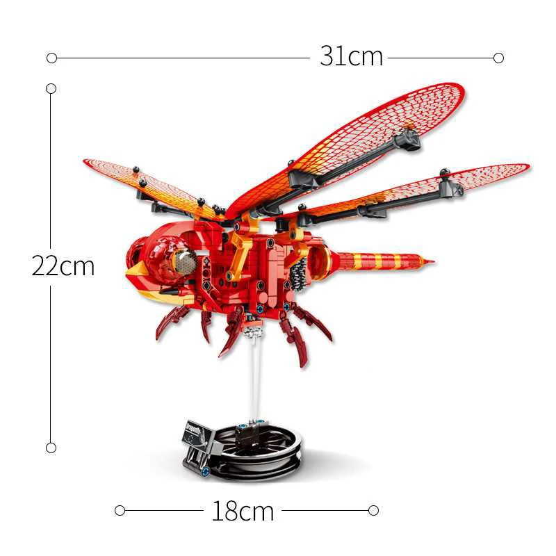 Животное имитация насекомых DIY Красная стрекоза строительные блоки LEpins Technic Honeybee