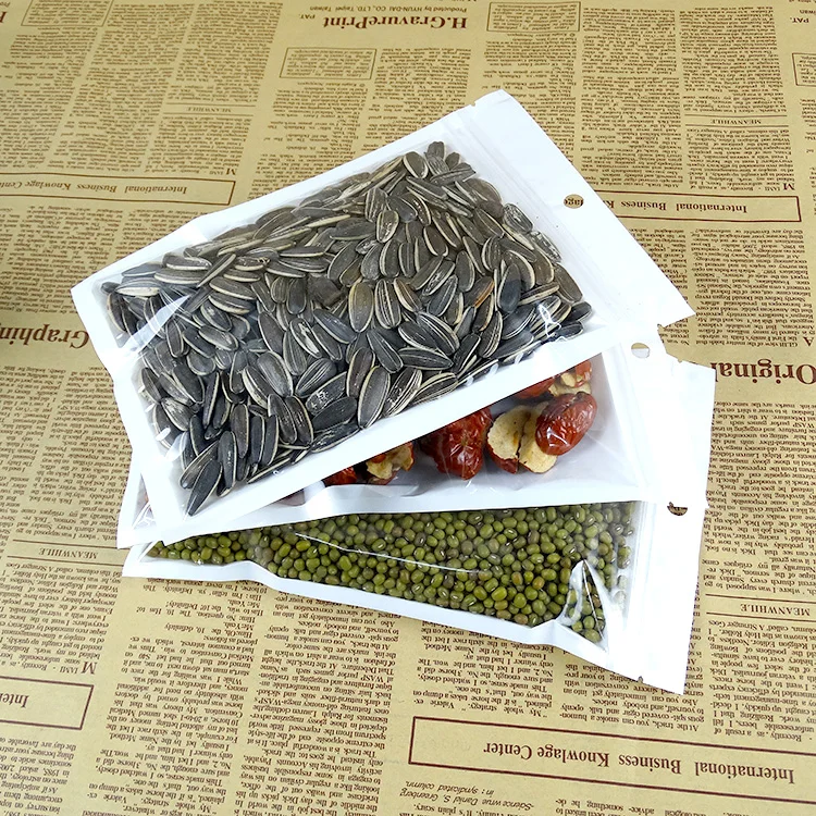 100 шт сумки на молнии 7*10 см белый прозрачный БОПП жемчужная пленка zipLock мешок одна