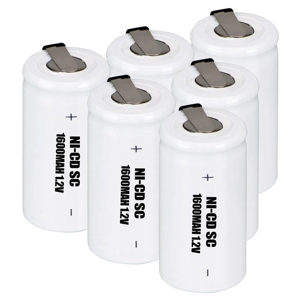 6 шт аккумулятор SC 1 2 V SUBC батареи перезаряжаемый высокий слив 1600 mah с вкладками