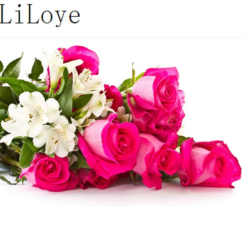 DIY Алмазная вышивка крестиком на рисунке красная роза цветок Стразы Кристалл