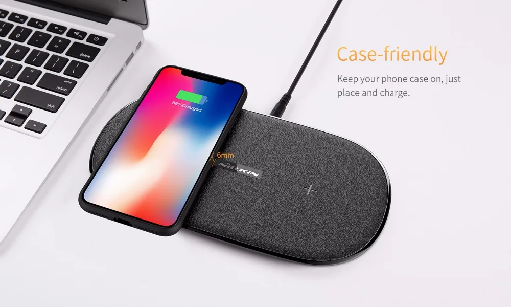 NILLKIN Gemini Беспроводной быстро Зарядное устройство для iphone х XR XS Max Быстрая Зарядка Qi Беспроводной Зарядное устройство для samsung Note 9 8 S9 S10 плюс xiaomi 9