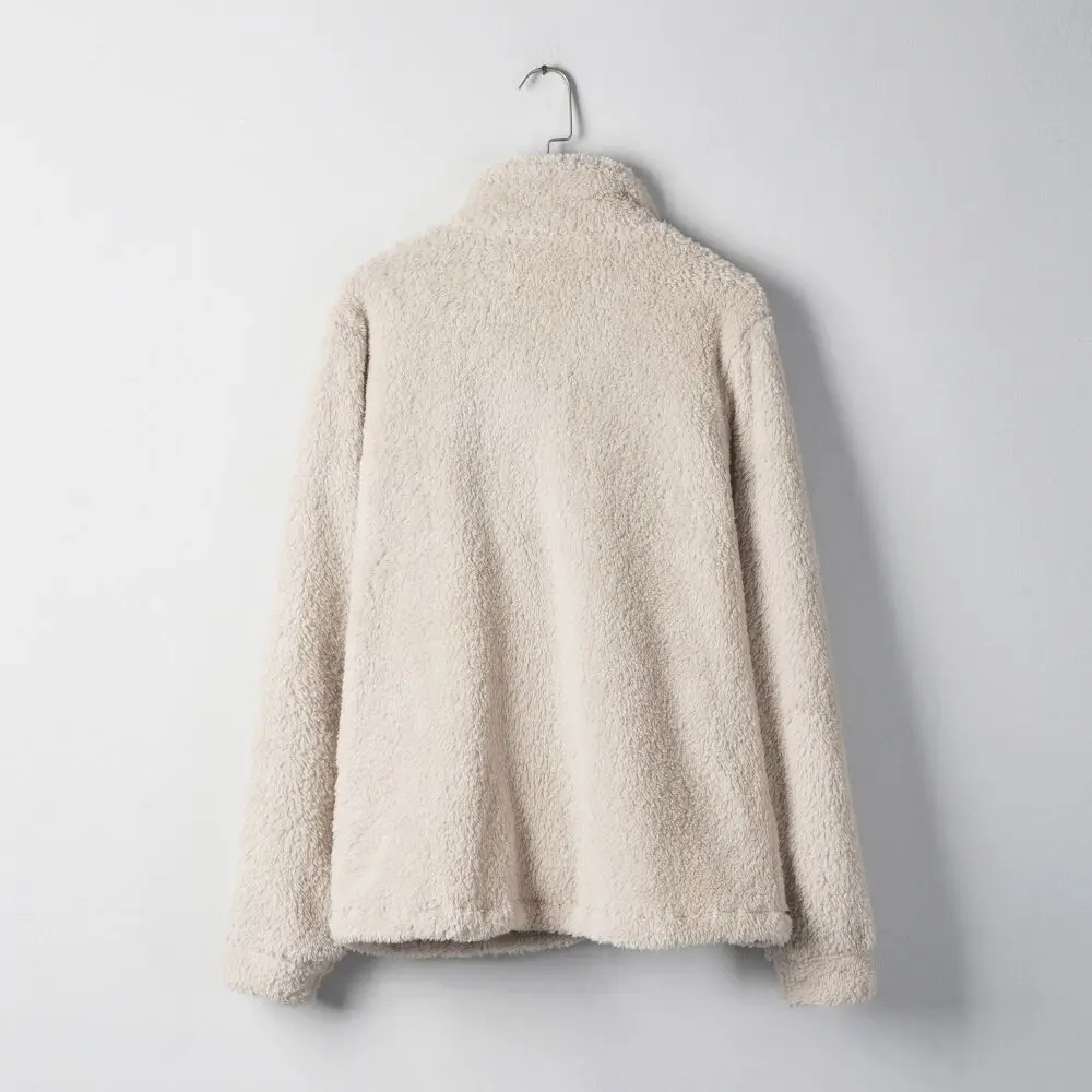 Осеннее модное меховое пальто женское теплое искусственное шерстяное на молнии