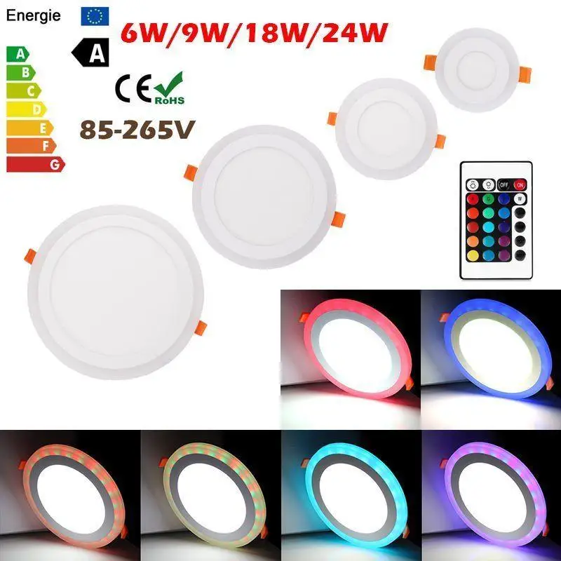 Акриловый светодиодный встраиваемый потолочный светильник RGBW двухцветный 6 Вт 9