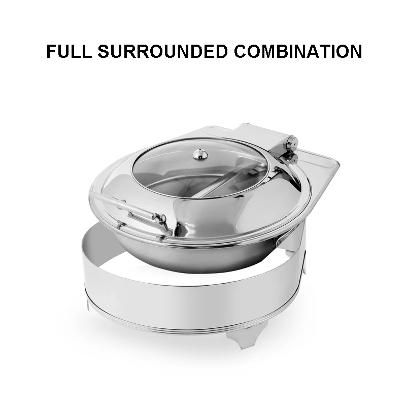 6л круглая форма видимая крышка из нержавеющей стали буфет еда теплее контейнер