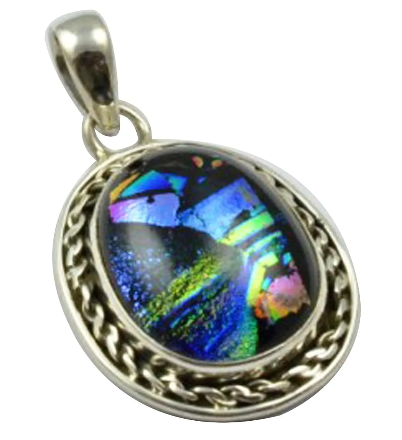 

Lovegem Nature Dichroic Glass Pendant 925 Sterling Silver , 39 mm, MHBAP4579