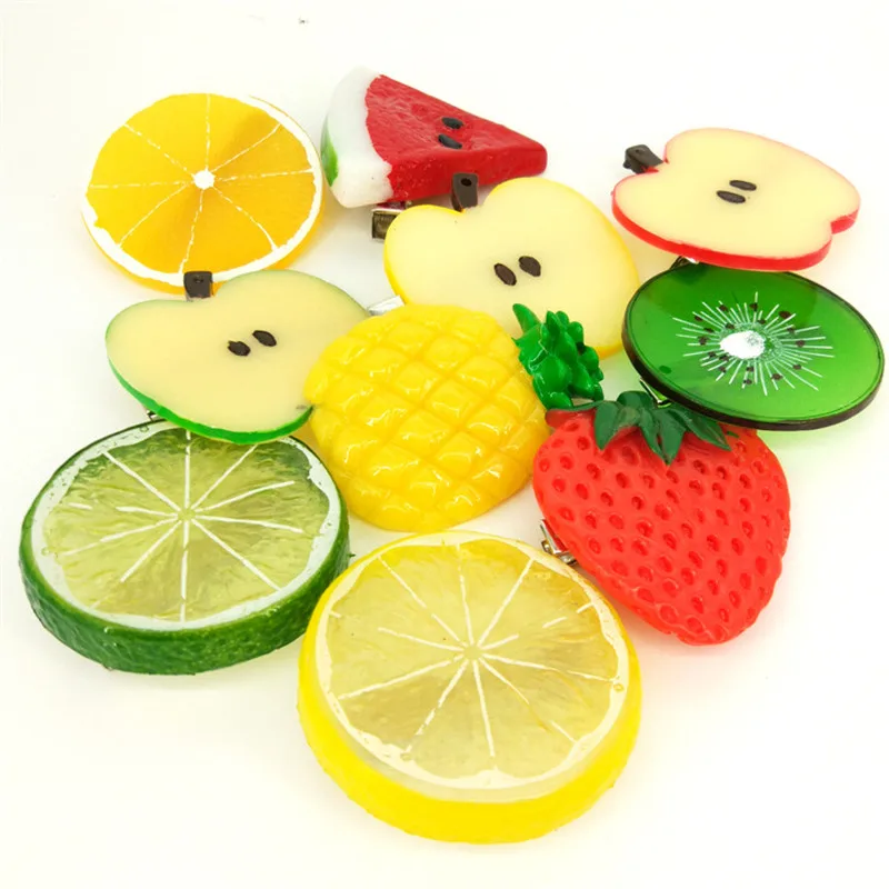 

10pcs New Children Hair Accessories Strawberry Pineapple Fruit Hairpins Cartoon Personality Fruit Hair Clip for Girls Hair Rope