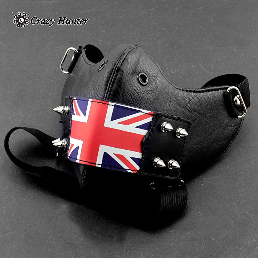 New UK Flag Studded Biker Punk Mask Steampunk Masque Unisex | Тематическая одежда и униформа