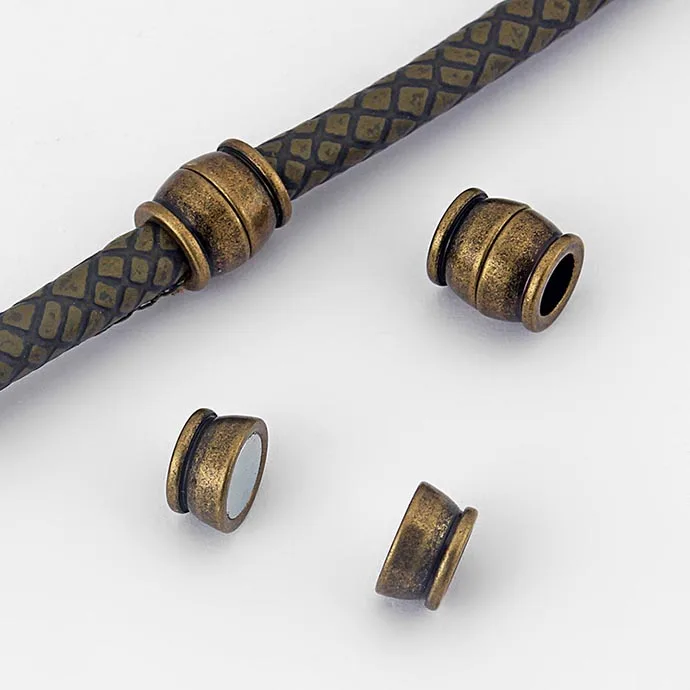 Antique Bronze 3 комплекта античная бронза/Серебряный баррель Магнитный съемник для жестких бирок для электронного отслеживания товара конец застежки для 6 мм круглого кожаного ремешка Cord Jewelry findings - Цвет: Antique Bronze