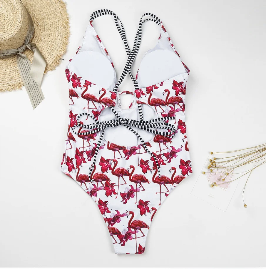 Горячие бикини SetFlamingo принт Для женщин ванный комплект с высокой купальник 2018