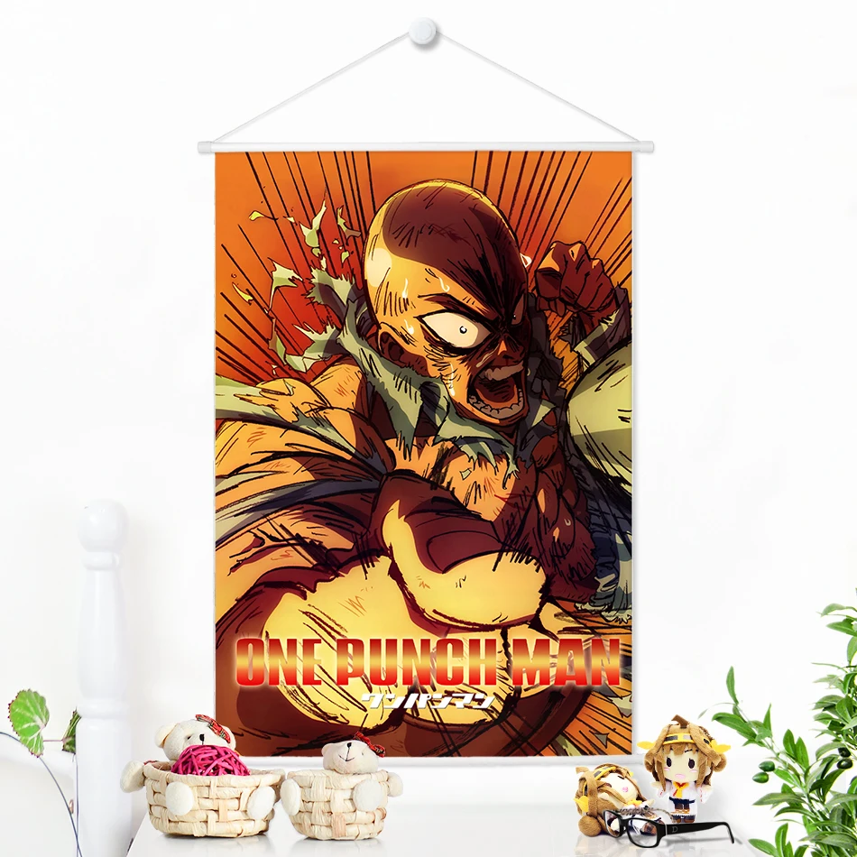Японское аниме ONE PUNCH MAN saiтама картина из микрофибры свиток анимация Настенная