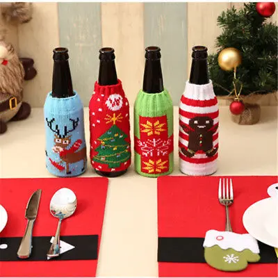 Горячая Рождественская крышка бутылки вина Санта олень дерево украшение