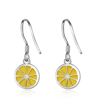 creative fashion sweet exquisite personality silver plated jewelry epoxy yellow lemon female dangle earrings xze214