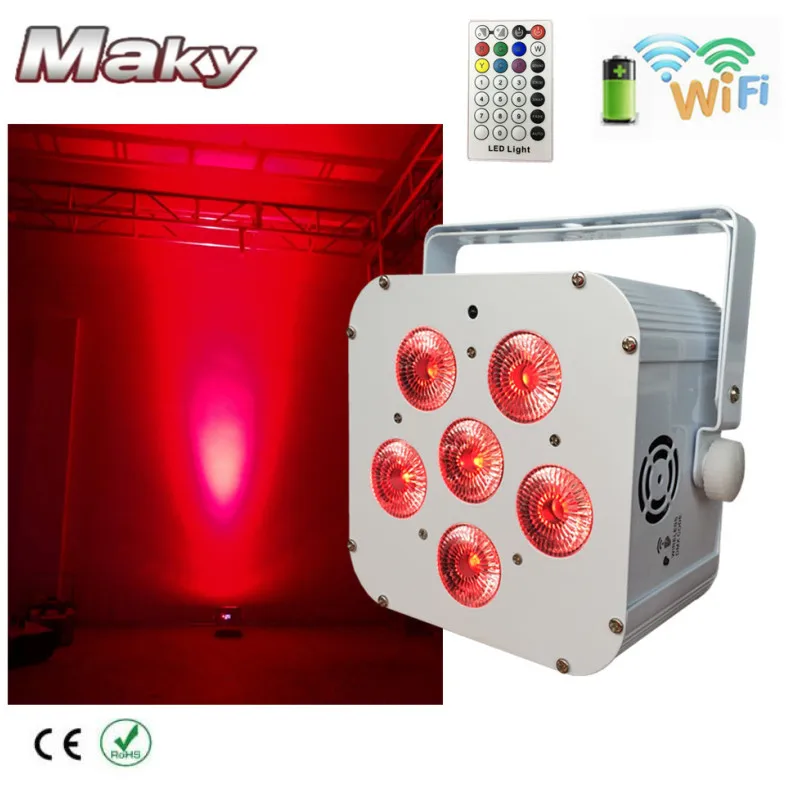 12 шт./партия коробки 6 шт. 18 Вт RGBWA UV светодиод Беспроводной DMX Smart Par свет Батарея