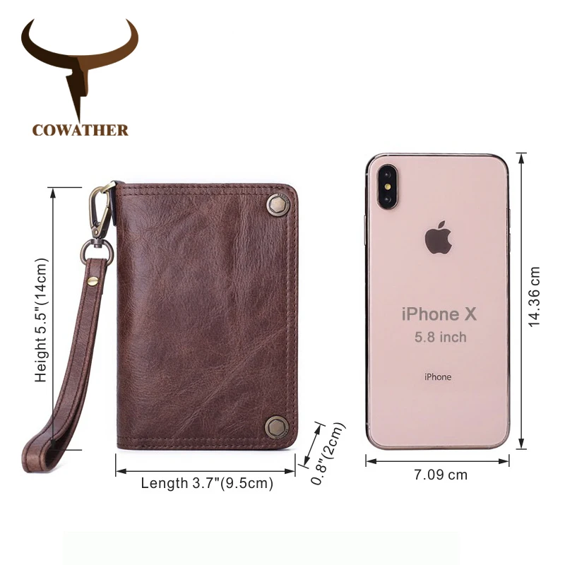 COWATHER 2019 New arrival first layer cowhide men wallet high quality brand design short purse for carteira free shippipping | Багаж и