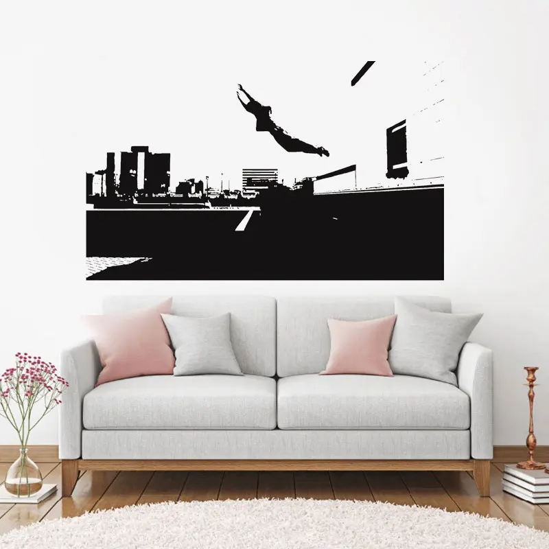 Parkour Free Runner Jump Sport Wall Decor Vinyl Sticker Trick Extreme Art | Дом и сад