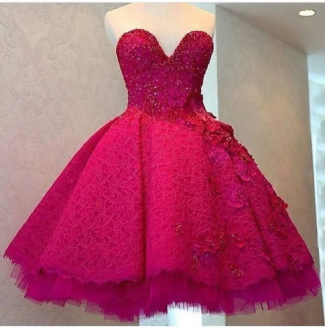 Hot Fushcia Sweetheart A-Line Short Evening dresses Plus Size Sleeveless Knee-Length Prom Dress Vestido de noche Robe soiree | Свадьбы и