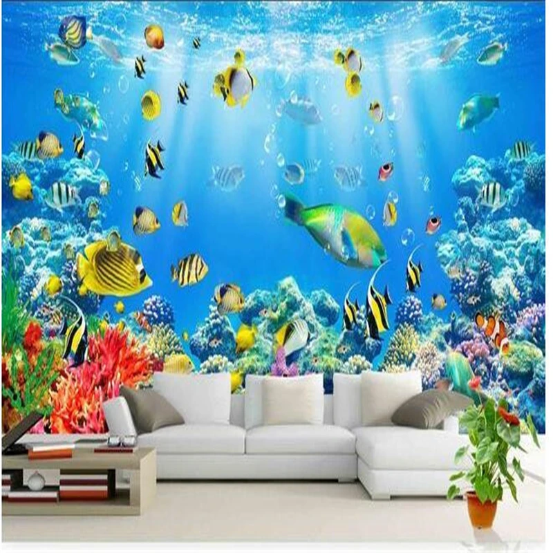 3d обои beibehang фотообои под водой рыба коралл|wall papers home decor|wallpaper custom3d wallpaper |