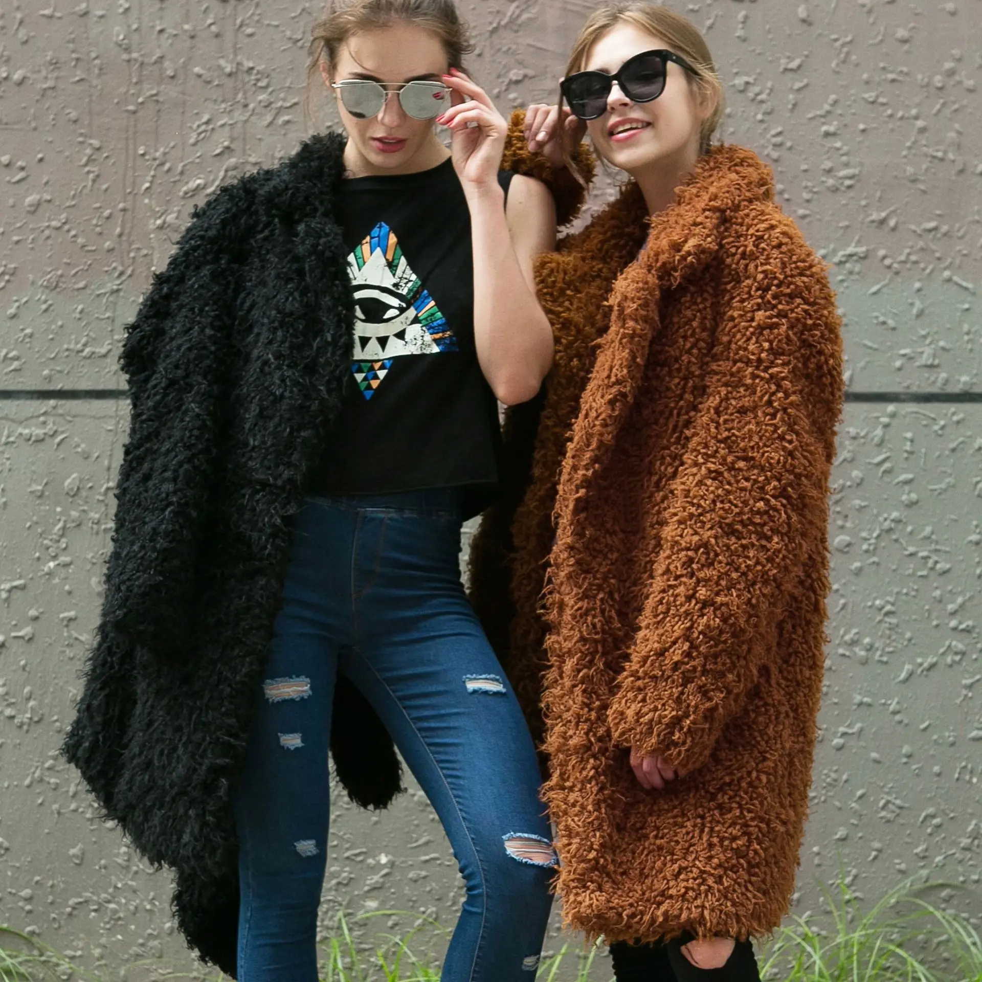 

TUHAO Turn Down Collar Female Autumn Winter Coats Fluffy Shaggy Cardigan Long Faux Fur Coats Warm Casual Outerwear TT0750