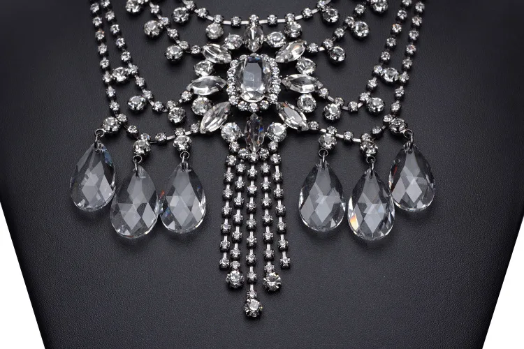 2016 New fashion accessories women multi-layered tassels Droplets Rhinestone Crystal Statement Collar Necklaces &amp pendants | Украшения и
