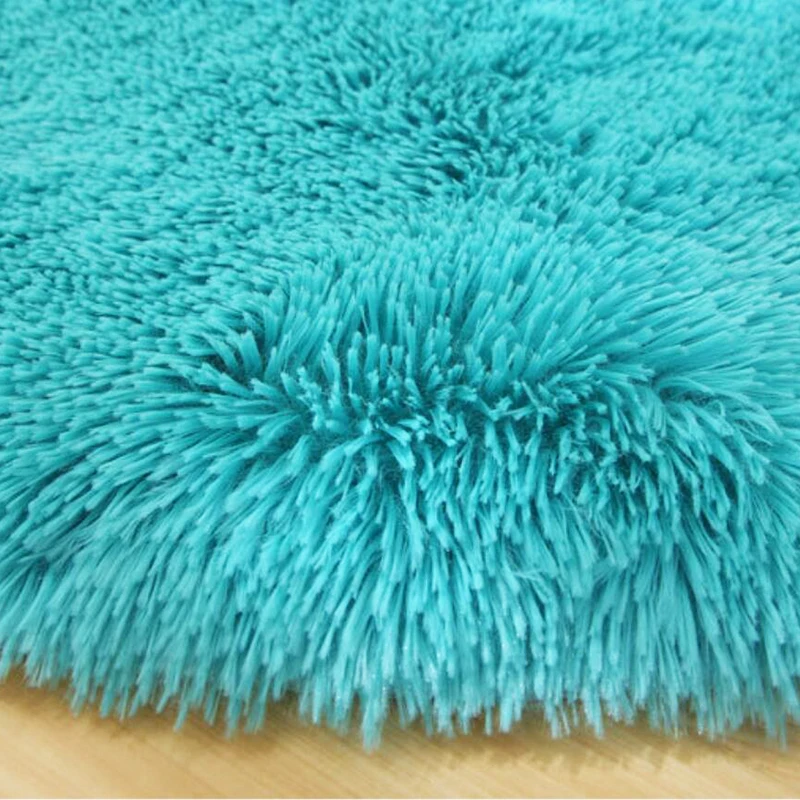 Супер мягкий Шелковый Синий без вкуса шерсть пушистый круглый коврик для дома