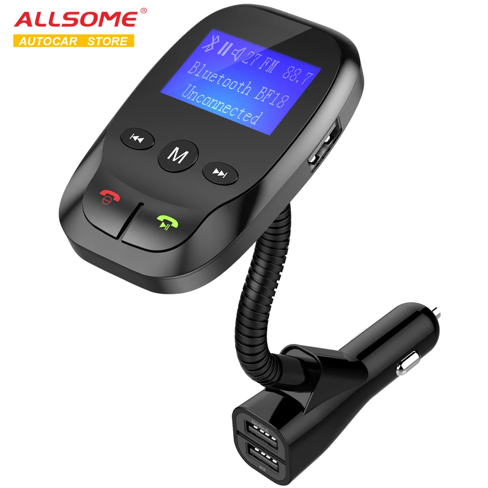 Автомобильный FM-трансмиттер ALLSOME mp3-плеер с Bluetooth громкой связью FM-модулятор два