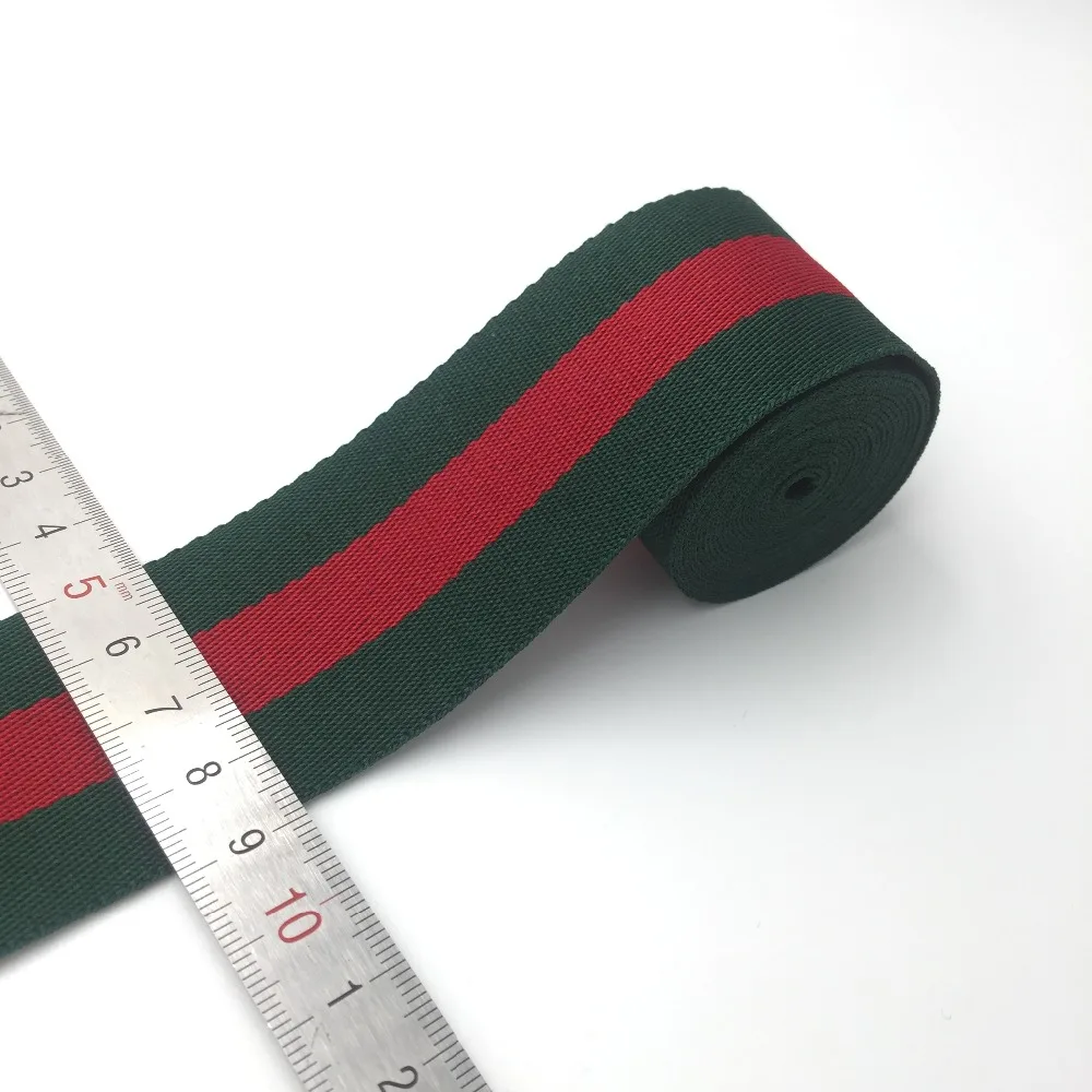 Тонкая 38 мм широкая полоса 5 ярдов зеленая красная полосатая Полиэстеровая