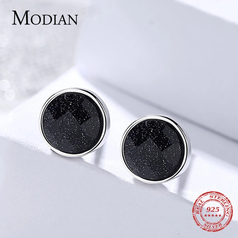 Женские сверкающие серьги-гвоздики Modian из стерлингового серебра 100% пробы с