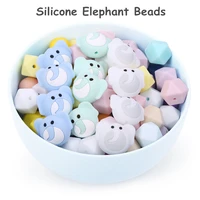 chengkai 50pcs silicone elephant teether beads diy animal baby teething montessori sensory cartoon jewelry toy making beads