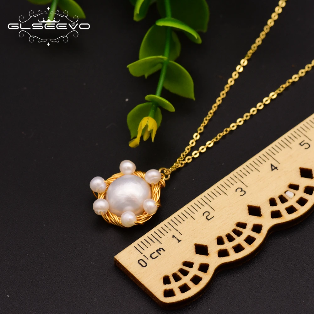

XlentAg Natural Fresh Water Pearl Ring Earrings Necklace Bangle Set For Women Wedding Gift Original Handmade Jewelry Sets GS0002