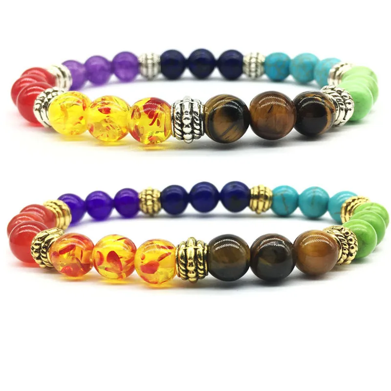 Мужские и женские 7 чакр смесь камней исцеляющая чакра молитвенный браслет лава