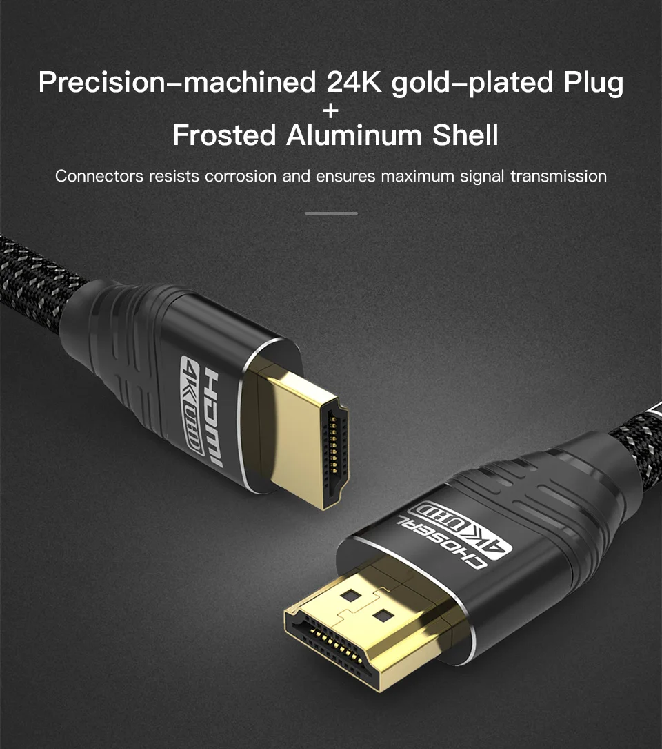 CHOSEAL 4K HDMI кабель высокоскоростной 18 Гбит/с HDMI 2,0 кабель 3D 4K* 2K 60 Гц HDMI шнур для Apple tv UHD tv Blu-Ray Xbox PS4/3 шт