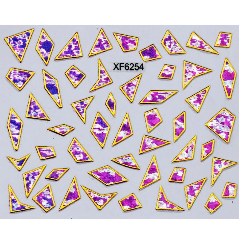 Фиолетовый водонепроницаемый стикеры 3D на ногти Nail Art для переноса воды DIY неправильный дизайн ногтей Советы Аксессуары инструмент украшения XF6254B - Цвет: XF6254