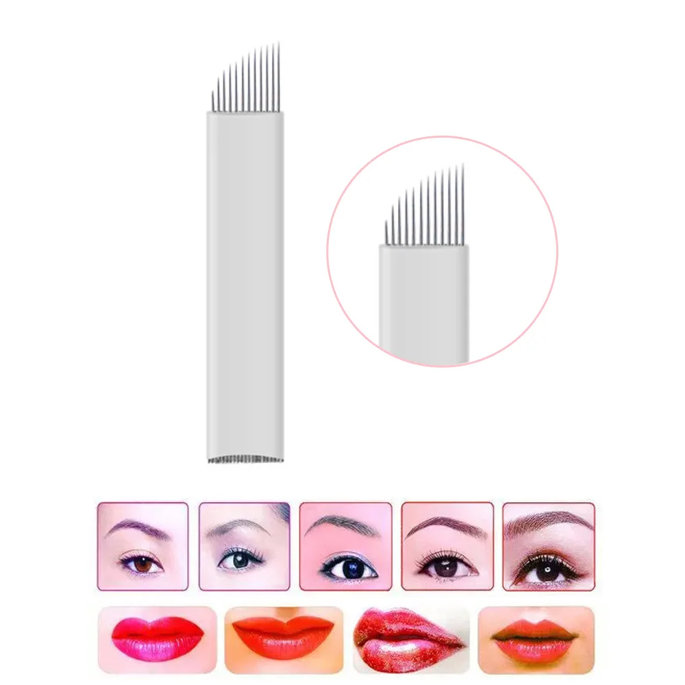 Новые поступления 50 шт. 12 пин Перманентный макияж ручные тату иглы для бровей