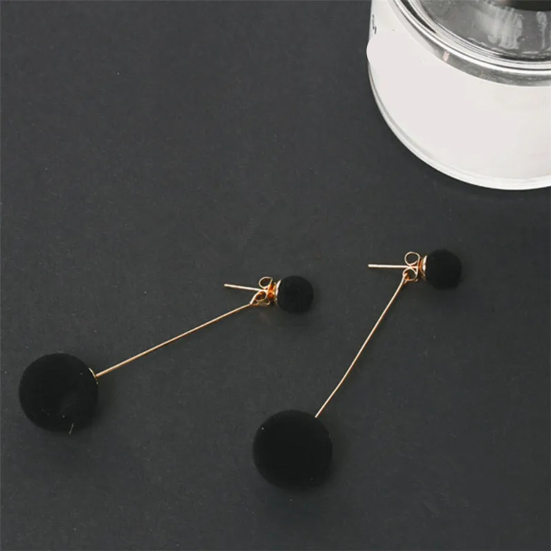 8Seasons New Fashion Plush Ball Drop Earrings For Sweet Women Wild Velvet Round Tassel Long Dangle Party Gift Jewelry | Украшения и