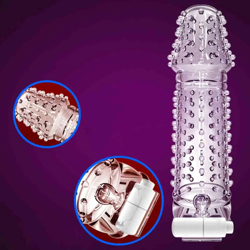 Silicone Condoms crystal Big Particle 3D Dotted Vibrating Enlargement Penis stimulate G-Spot Reusable Sleeve | Красота и здоровье