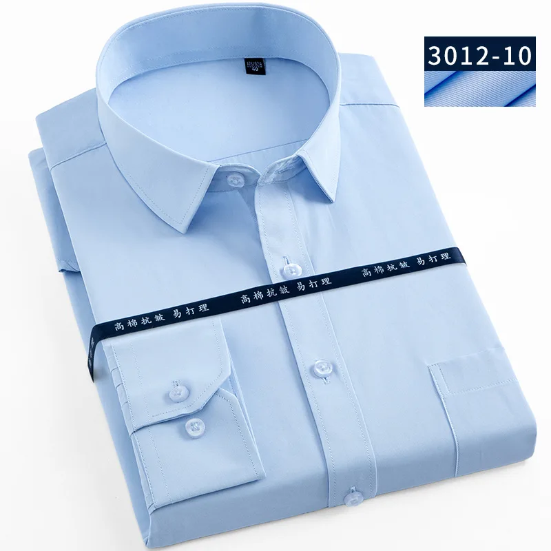 3012 10 Pure blue 12 Для мужчин s повседневные тонкие рубашки Fit Большой Размеры 6XL 7XL 8XL полосатый/твил мужская одежда рубашка с длинным рукавом Для мужчин работы футболки Мужской топы - Цвет: 3012 10 Pure blue 12