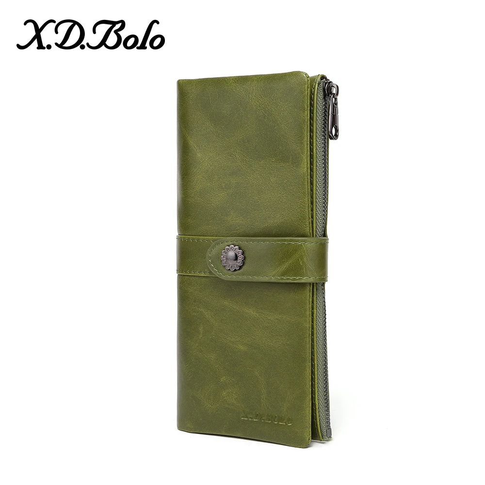 X. D. BOLO, женские кожаные бумажники, длинные женские кошельки, на застежке и клатч, кошелек, держатель для карт, кошельки, женская сумка для денег, кошелек для женщин