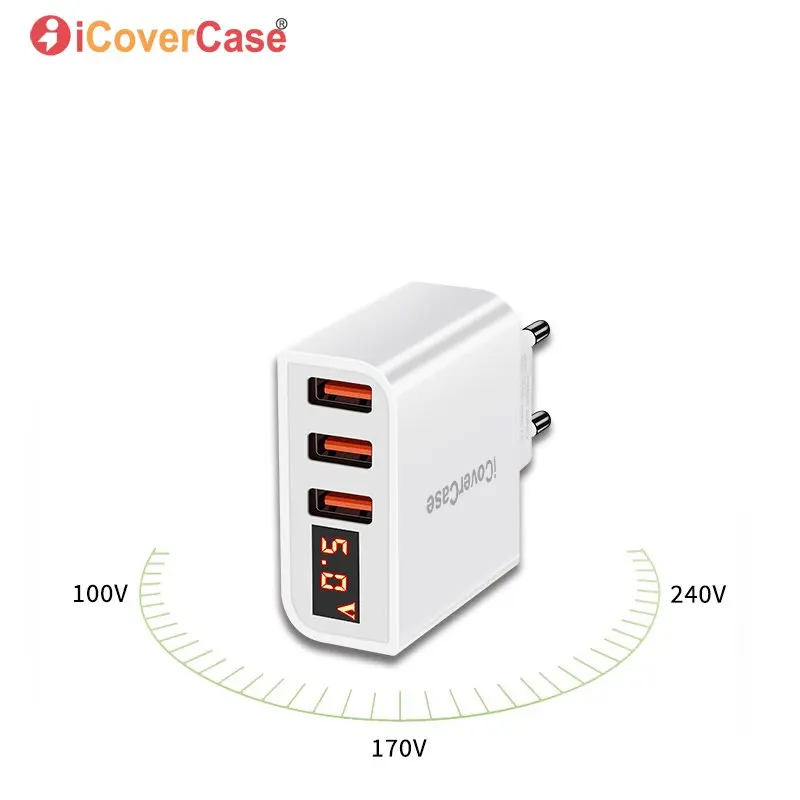 3 порта USB LED Телефон настенное зарядное устройство Быстрая зарядка дорожный
