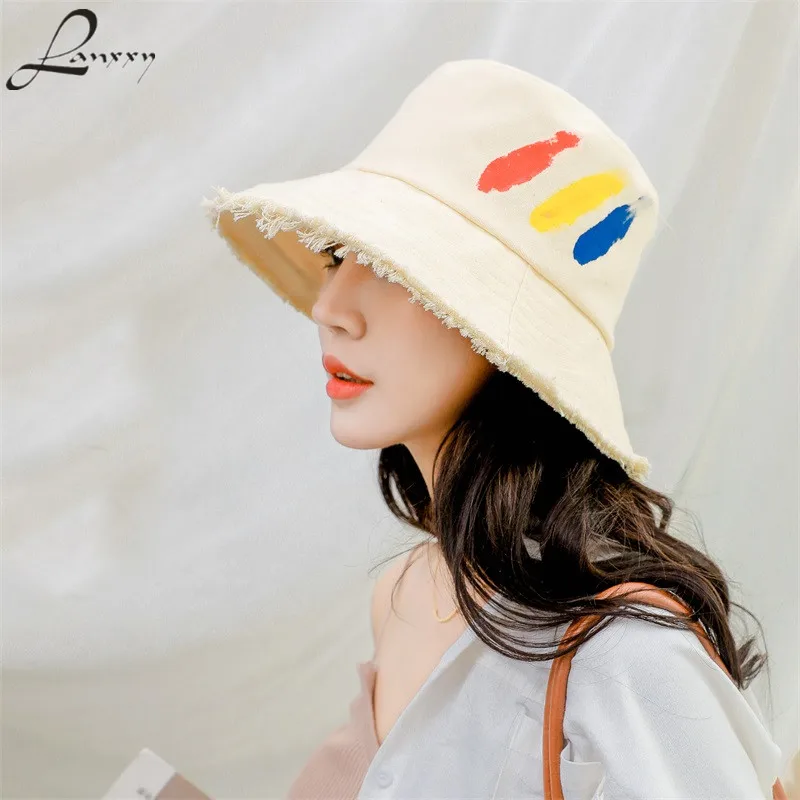 Lanxxy Новая женская рыболовная шляпа Gorros модная Панама с граффити летние кепки