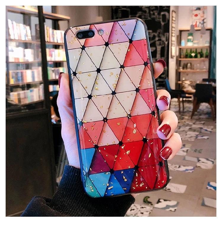 Цветной чехол для телефона с золотой фольгой iPhone XS Max XR 8 plus 7 6/6 S Plus ретро