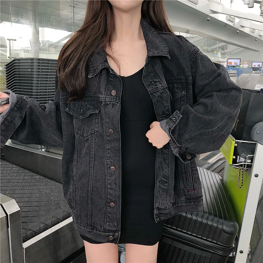 

Cascual women loose denim jacket plus size women or men can wear